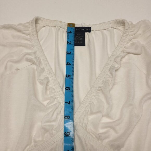 WHITE Long Sleeve Rayon V Neck Tunic Blouse Top Size S - Picture 5 of 10